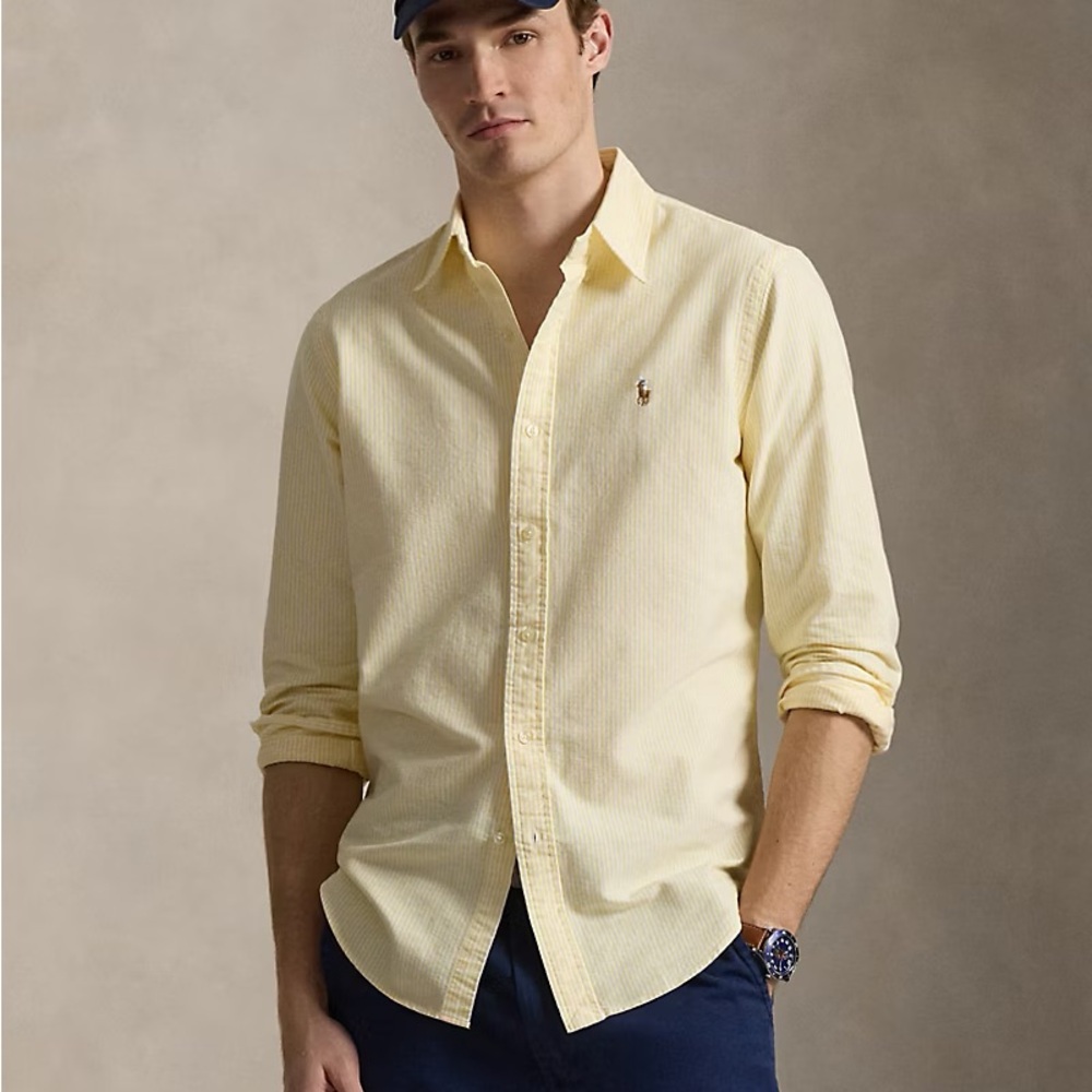 NWOT Yellow Mens Classic Button Down Shirt by Ralph Lauren
